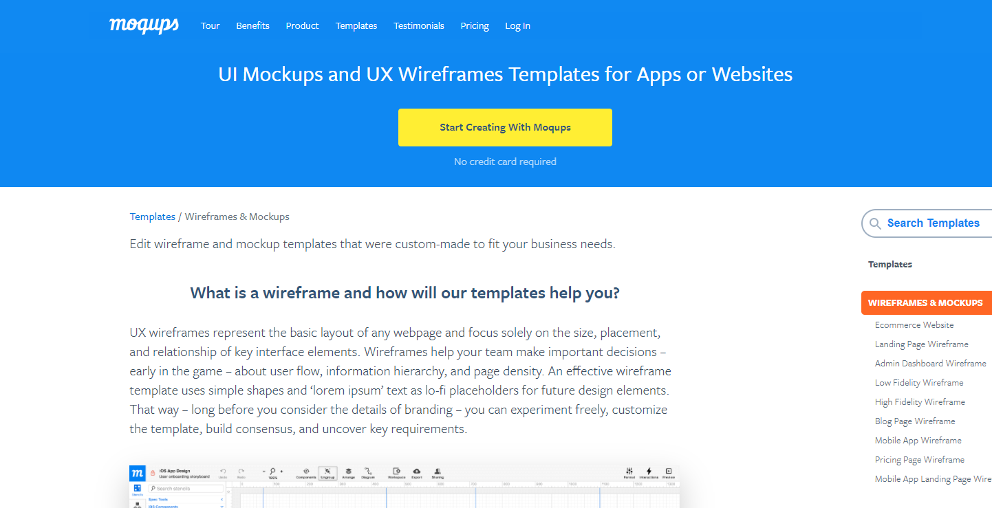 moqups wireframe tool