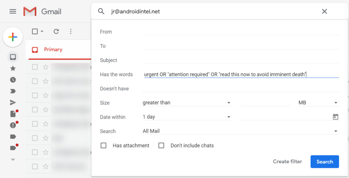 Email filters in Gmail